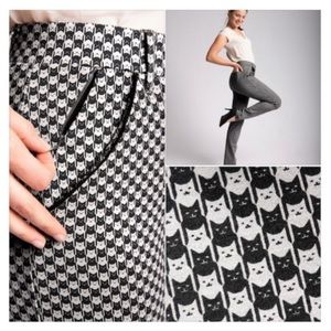 BETABRAND Catstooth Cat Print Yoga Work Pants Size Small Petite